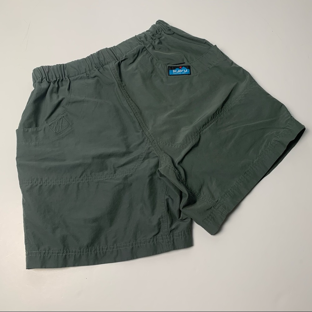 VINTAGE 90s KAVU MADE IN USA GREEN ATHLETIC SHORTS SWIM TRUNKS BOARD SHORTS